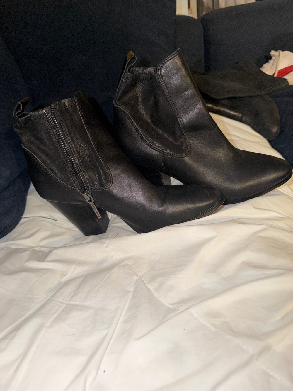 Donald J. Pliner Black Leather Ankle Booties with Side Zip